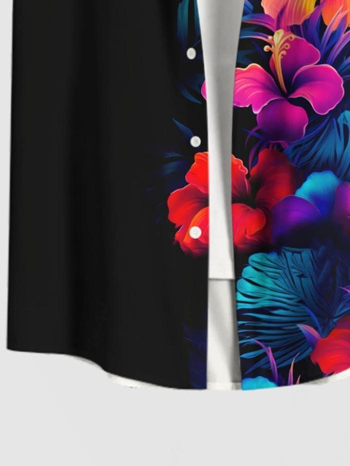 image:imageROSE GAL Matchable Couples Hawaiian Men Shirt and Women Vintage VNeck Split DressMenBlack