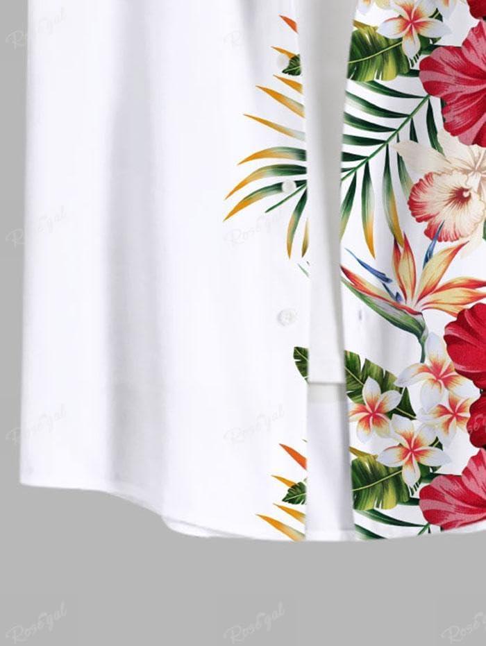 image:imageROSE GAL Matchable Couples Hawaiian Men Shirt and Women Vintage VNeck Split DressMenWhite