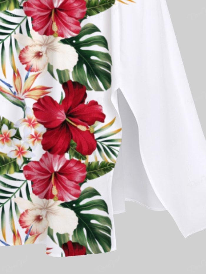 image:imageROSE GAL Matchable Couples Hawaiian Men Shirt and Women Vintage VNeck Split DressWomenWhite