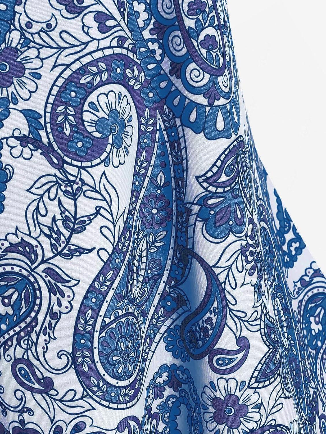 image:imageROSE GAL Rosegal Womens Plus Size Bohemian Paisley Print Tankini Swimwear with BoyshortsBlue4