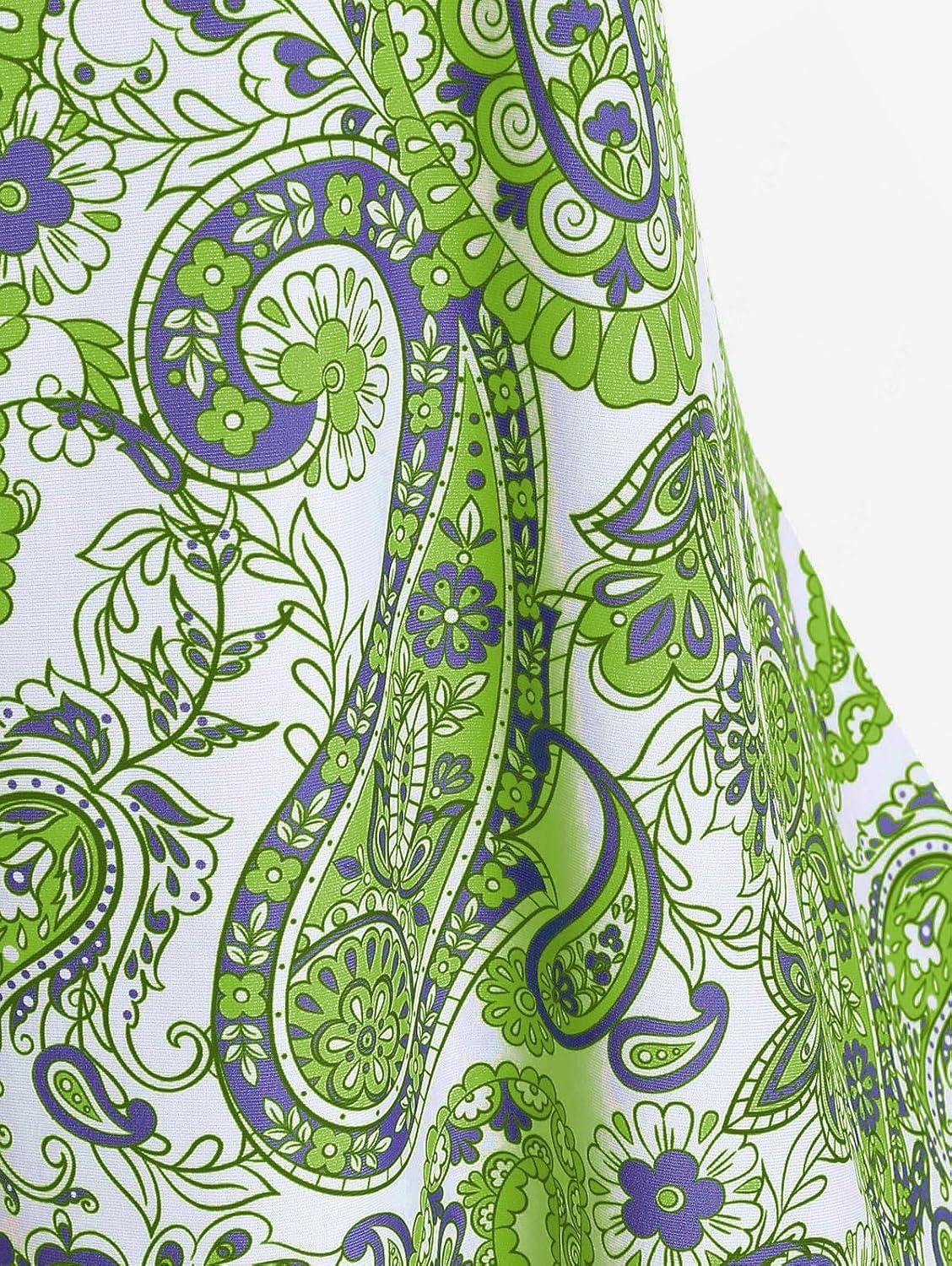 image:imageROSE GAL Rosegal Womens Plus Size Bohemian Paisley Print Tankini Swimwear with BoyshortsGreen3
