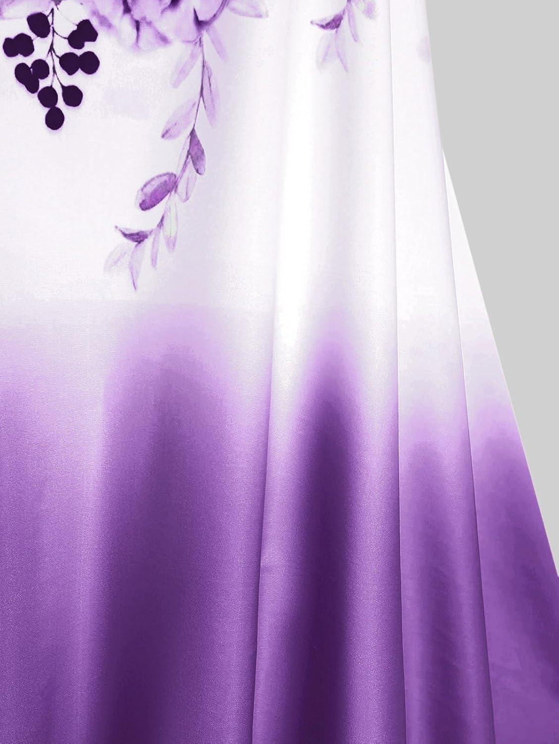 image:imageROSE GAL Womens Plus Size Curve Ombre Color Floral Print Crisscross Modest Tankini Swimsuit SetPurple4