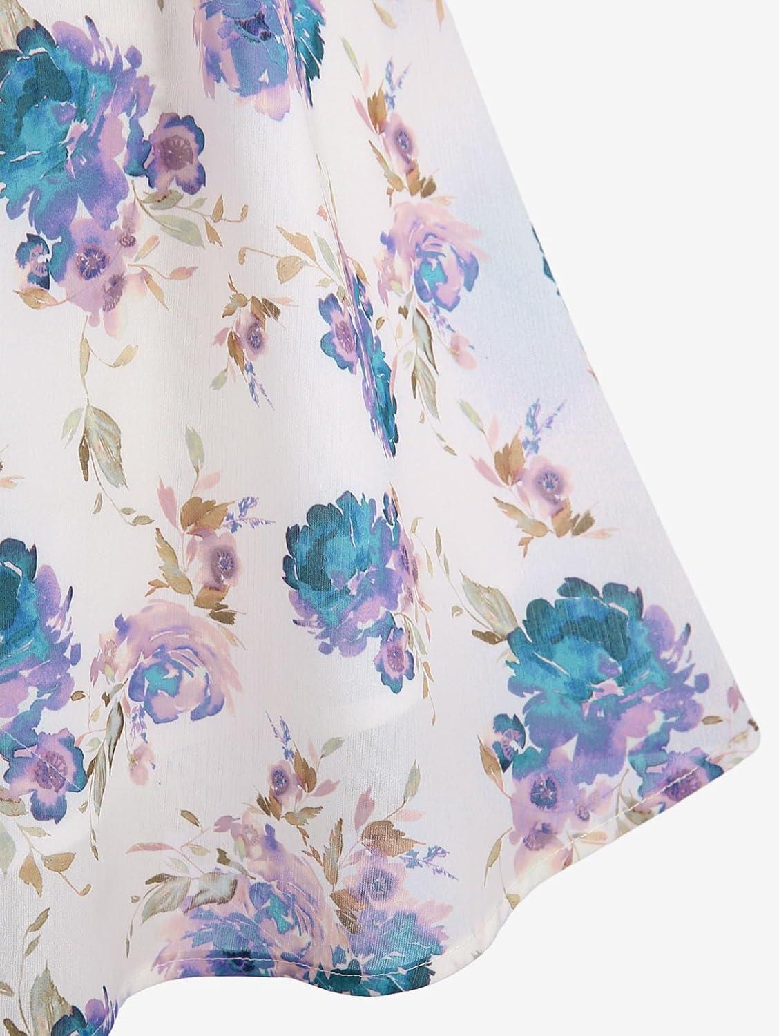 image:imageRosegal Plus Size Women Floral Sundress Set Chiffon Vintage Cami Dress and Twist Ribbed Crop Set DressGreen1