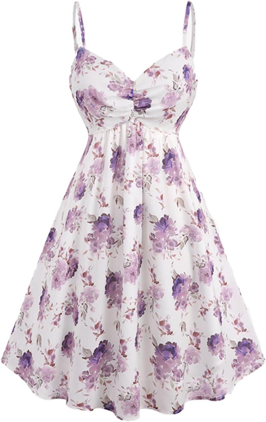 image:imageRosegal Plus Size Women Floral Sundress Set Chiffon Vintage Cami Dress and Twist Ribbed Crop Set DressPink1
