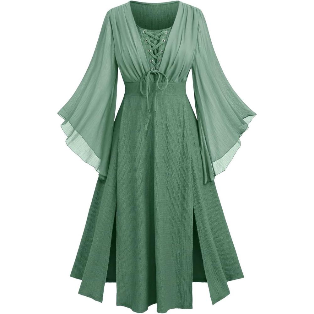 image:imageROSE GAL Rosegal Plus Size Costumes Dress for Women Medieval Fairy Dress Mesh Halloween Costumes Dress CosplayGreen2