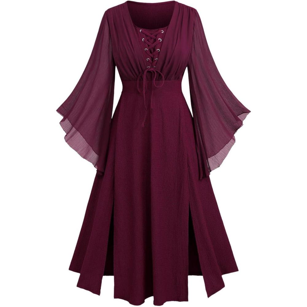image:imageROSE GAL Rosegal Plus Size Costumes Dress for Women Medieval Fairy Dress Mesh Halloween Costumes Dress CosplayRed1