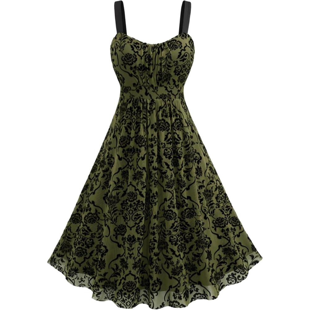 image:imageROSE GAL Rosegal Women Plus Size Gothic Dress Layered Ruched Mesh Backless DressGreen2