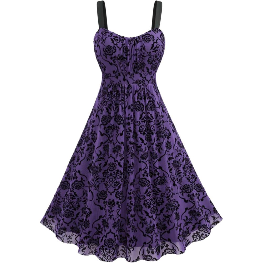 image:imageROSE GAL Rosegal Women Plus Size Gothic Dress Layered Ruched Mesh Backless DressPurple2
