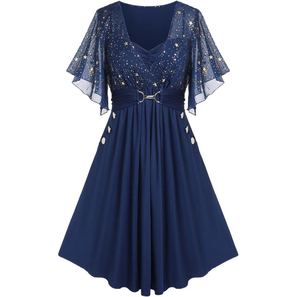 image:imageROSE GAL Women Plus Size Cocktail Party Sparkly Bridesmaid Wedding Guest Semi Formal DressBlue