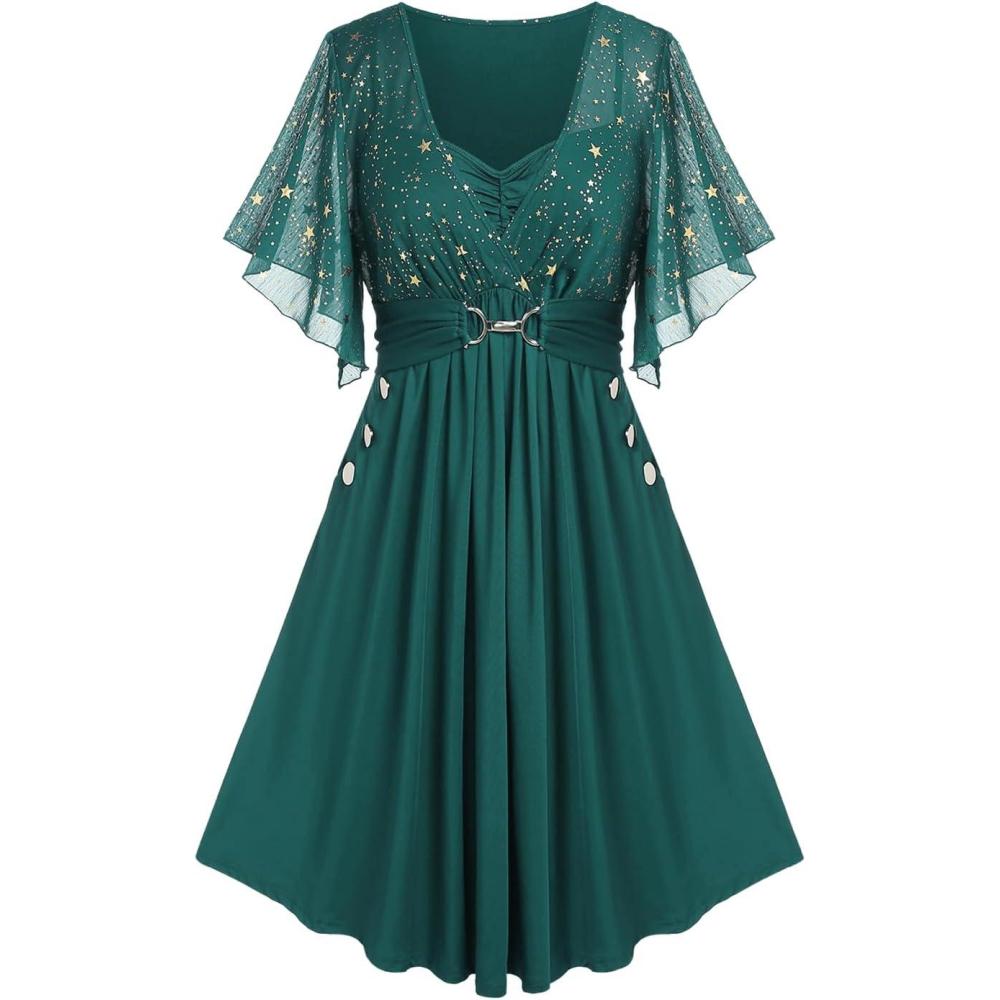 image:imageROSE GAL Women Plus Size Cocktail Party Sparkly Bridesmaid Wedding Guest Semi Formal DressGreen