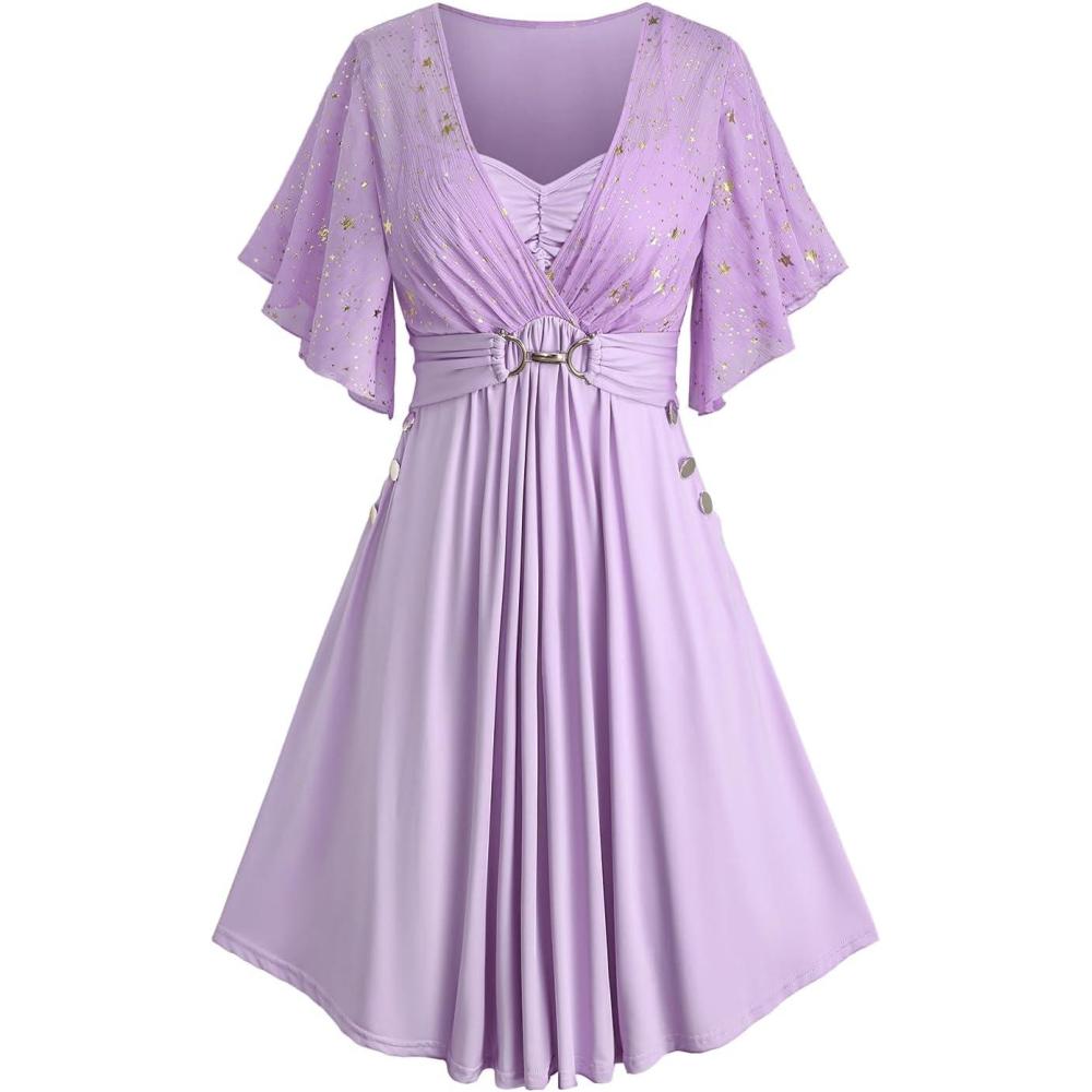 image:imageROSE GAL Women Plus Size Cocktail Party Sparkly Bridesmaid Wedding Guest Semi Formal DressLight Purple