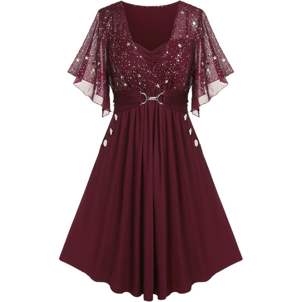 image:imageROSE GAL Women Plus Size Cocktail Party Sparkly Bridesmaid Wedding Guest Semi Formal DressRed