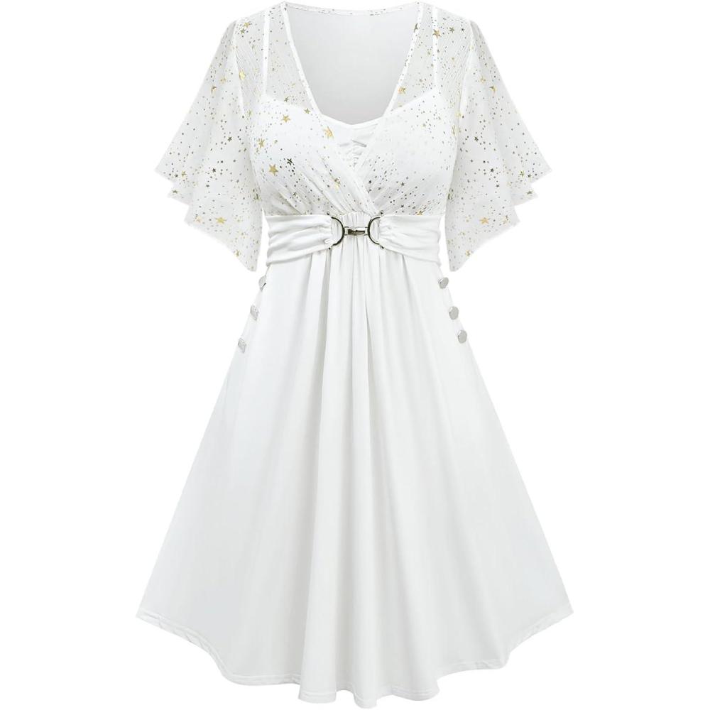 image:imageROSE GAL Women Plus Size Cocktail Party Sparkly Bridesmaid Wedding Guest Semi Formal DressWhite