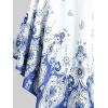 ROSE GAL 3D Figure Butterfly Printed Halter Ruched Tankini Sswimsuit(Blue)