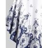 ROSE GAL 3D Figure Butterfly Printed Halter Ruched Tankini Sswimsuit(Deep Blue)