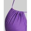 ROSE GAL 3D Figure Butterfly Printed Halter Ruched Tankini Sswimsuit(Purple-2)