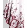 ROSE GAL 3D Figure Butterfly Printed Halter Ruched Tankini Sswimsuit(Wine Red)