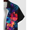 ROSE GAL Matchable Couples Hawaiian Men Shirt and Women Vintage V-Neck Split Dress(Men/Black)