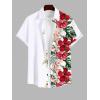 ROSE GAL Matchable Couples Hawaiian Men Shirt and Women Vintage V-Neck Split Dress(Men/White)
