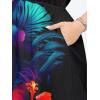 ROSE GAL Matchable Couples Hawaiian Men Shirt and Women Vintage V-Neck Split Dress(Women/Black)