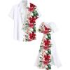 ROSE GAL Matchable Couples Hawaiian Men Shirt and Women Vintage V-Neck Split Dress(Women/White)