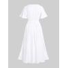 ROSE GAL Matchable Couples Hawaiian Men Shirt and Women Vintage V-Neck Split Dress(Women/White)