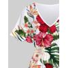 ROSE GAL Matchable Couples Hawaiian Men Shirt and Women Vintage V-Neck Split Dress(Women/White)