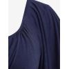 ROSE GAL Plus Size Chain Panel Belted Butterfly Sleeve Surplice Top(Blue)