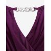 ROSE GAL Plus Size Chain Panel Belted Butterfly Sleeve Surplice Top(Concord_01)