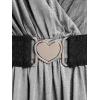 ROSE GAL Plus Size Chain Panel Belted Butterfly Sleeve Surplice Top(Gray)