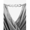 ROSE GAL Plus Size Chain Panel Belted Butterfly Sleeve Surplice Top(Gray)