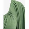 ROSE GAL Plus Size Chain Panel Belted Butterfly Sleeve Surplice Top(Green)