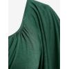 ROSE GAL Plus Size Chain Panel Belted Butterfly Sleeve Surplice Top(Green_2)