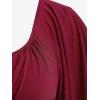 ROSE GAL Plus Size Chain Panel Belted Butterfly Sleeve Surplice Top(Red_1)