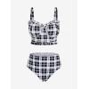 ROSE GAL Plus Size Ruffles Flounce Padded Plaid Three Piece Skirt Tankini Swimsuit(Black)