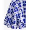 ROSE GAL Plus Size Ruffles Flounce Padded Plaid Three Piece Skirt Tankini Swimsuit(Blue)
