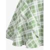 ROSE GAL Plus Size Ruffles Flounce Padded Plaid Three Piece Skirt Tankini Swimsuit(Green_1)