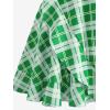 ROSE GAL Plus Size Ruffles Flounce Padded Plaid Three Piece Skirt Tankini Swimsuit(Green_2)