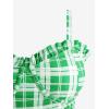 ROSE GAL Plus Size Ruffles Flounce Padded Plaid Three Piece Skirt Tankini Swimsuit(Green_2)