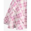 ROSE GAL Plus Size Ruffles Flounce Padded Plaid Three Piece Skirt Tankini Swimsuit(Light Red)