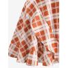 ROSE GAL Plus Size Ruffles Flounce Padded Plaid Three Piece Skirt Tankini Swimsuit(Orange)