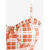 ROSE GAL Plus Size Ruffles Flounce Padded Plaid Three Piece Skirt Tankini Swimsuit(Orange)