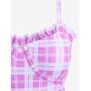 ROSE GAL Plus Size Ruffles Flounce Padded Plaid Three Piece Skirt Tankini Swimsuit(Pink)