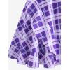 ROSE GAL Plus Size Ruffles Flounce Padded Plaid Three Piece Skirt Tankini Swimsuit(Purple)