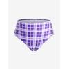 ROSE GAL Plus Size Ruffles Flounce Padded Plaid Three Piece Skirt Tankini Swimsuit(Purple)