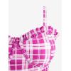 ROSE GAL Plus Size Ruffles Flounce Padded Plaid Three Piece Skirt Tankini Swimsuit(Red)