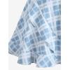 ROSE GAL Plus Size Ruffles Flounce Padded Plaid Three Piece Skirt Tankini Swimsuit(Sky Blue)