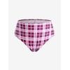 ROSE GAL Plus Size Ruffles Flounce Padded Plaid Three Piece Skirt Tankini Swimsuit(Wine Red)
