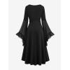 ROSE GAL Rosegal Plus Size Costumes Dress for Women Medieval Bell Sleeves Lace-up Midi Dress Halloween Dress(Black_1)