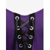 ROSE GAL Rosegal Plus Size Costumes Dress for Women Medieval Bell Sleeves Lace-up Midi Dress Halloween Dress(Purple_1)